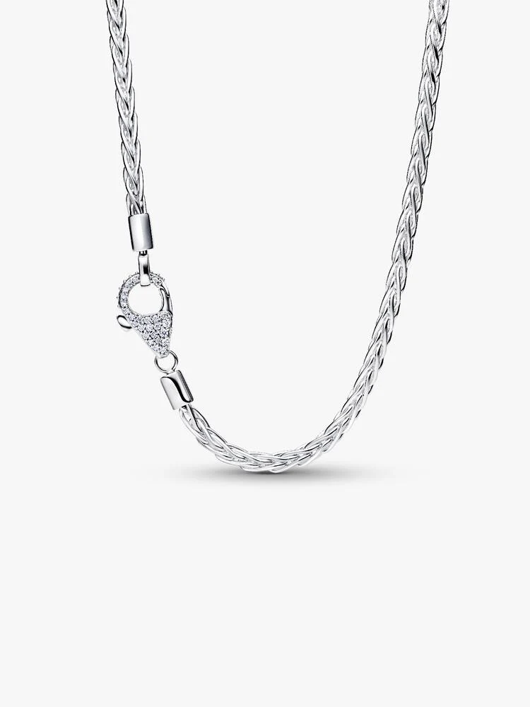 Collier Maille Queue de Renard Fermoir Pavé Argent | Pandora