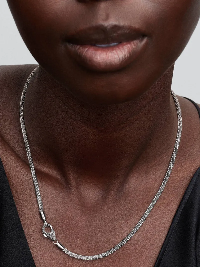 Collier Maille Queue de Renard Fermoir Pavé Argent | Pandora