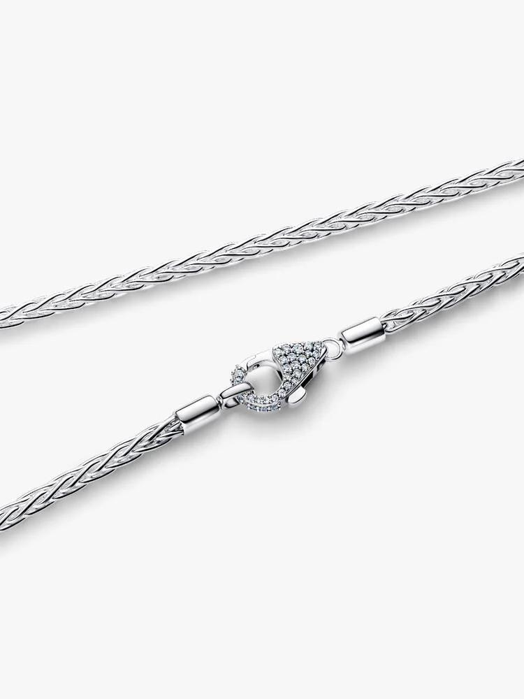 Collier Maille Queue de Renard Fermoir Pavé Argent | Pandora