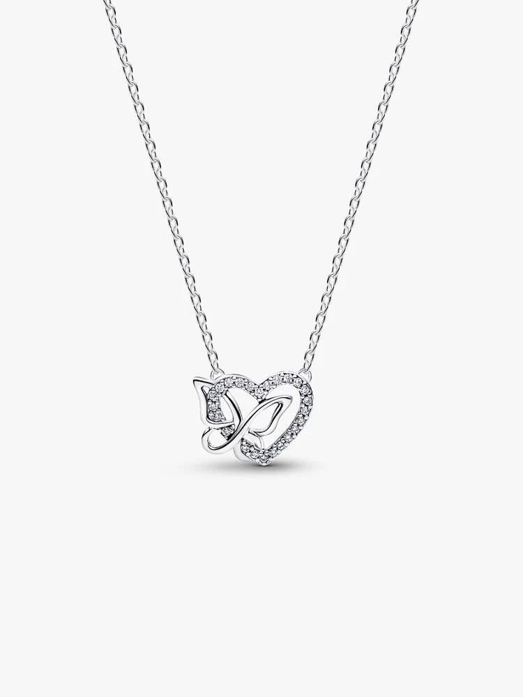 Collier Pendentif Cœur et Papillon Entrelacés Argent | Pandora