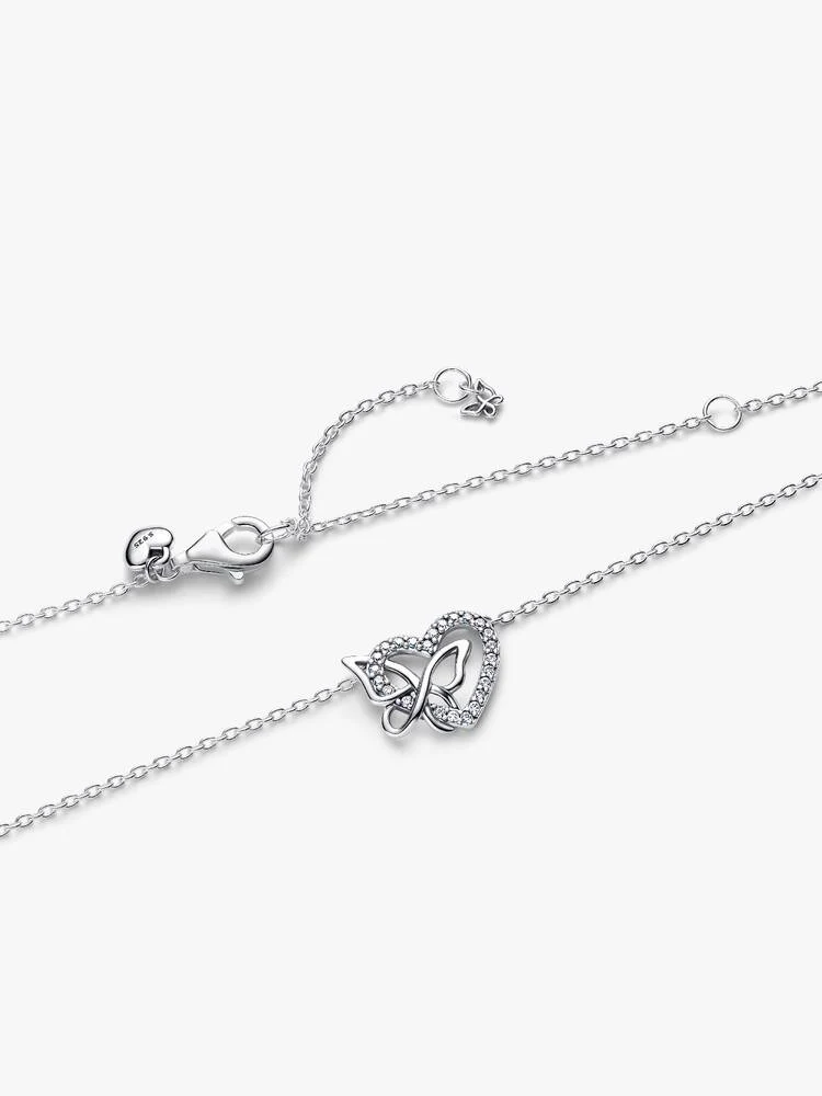Collier Pendentif Cœur et Papillon Entrelacés Argent | Pandora