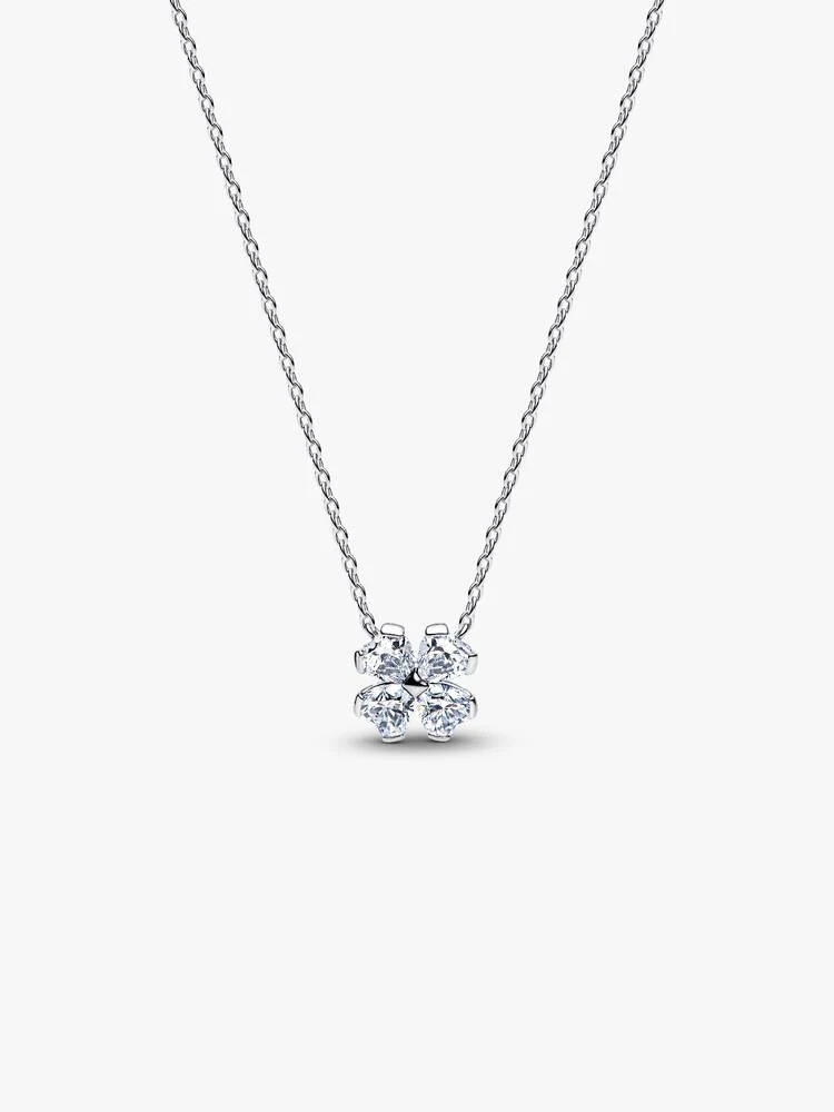 Collier Pendentif Trèfle à Quatre Feuilles Scintillantes Argent | Pandora