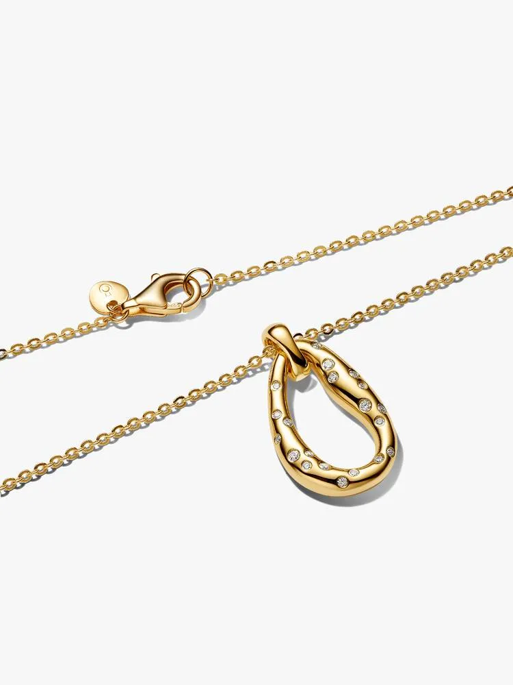 Collier Pendentif Serti de Forme Organique Doré | Pandora