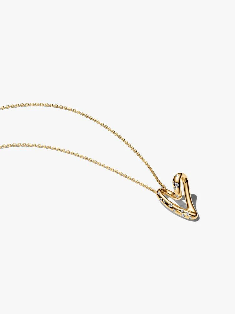 Collier Pendentif Cœur Organique Serti Doré | Pandora