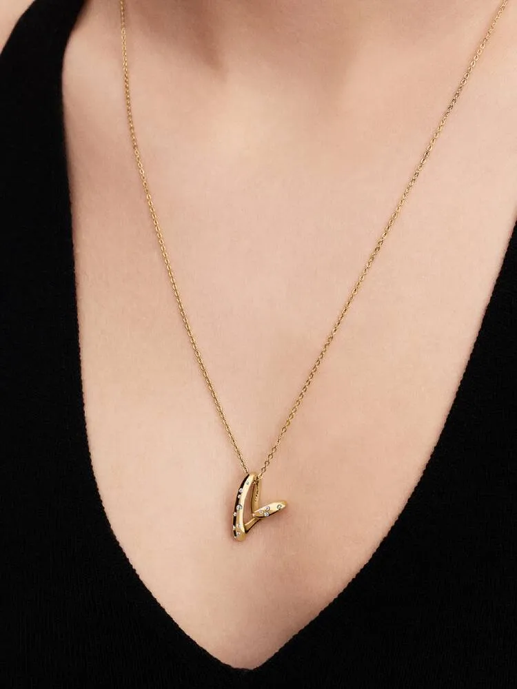 Collier Pendentif Cœur Organique Serti Doré | Pandora