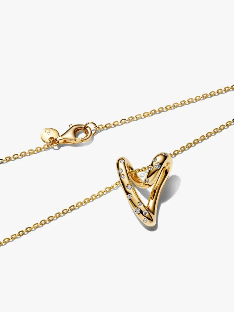Collier Pendentif Cœur Organique Serti Doré | Pandora