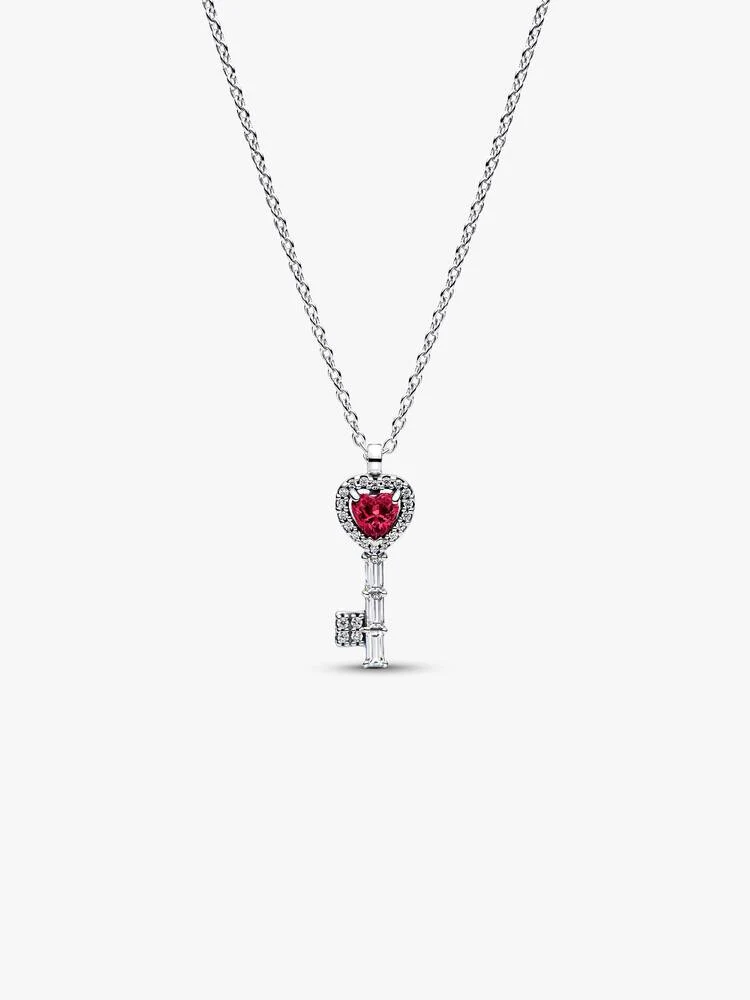 Collier Clé Cœur Surélevé Argent | Pandora