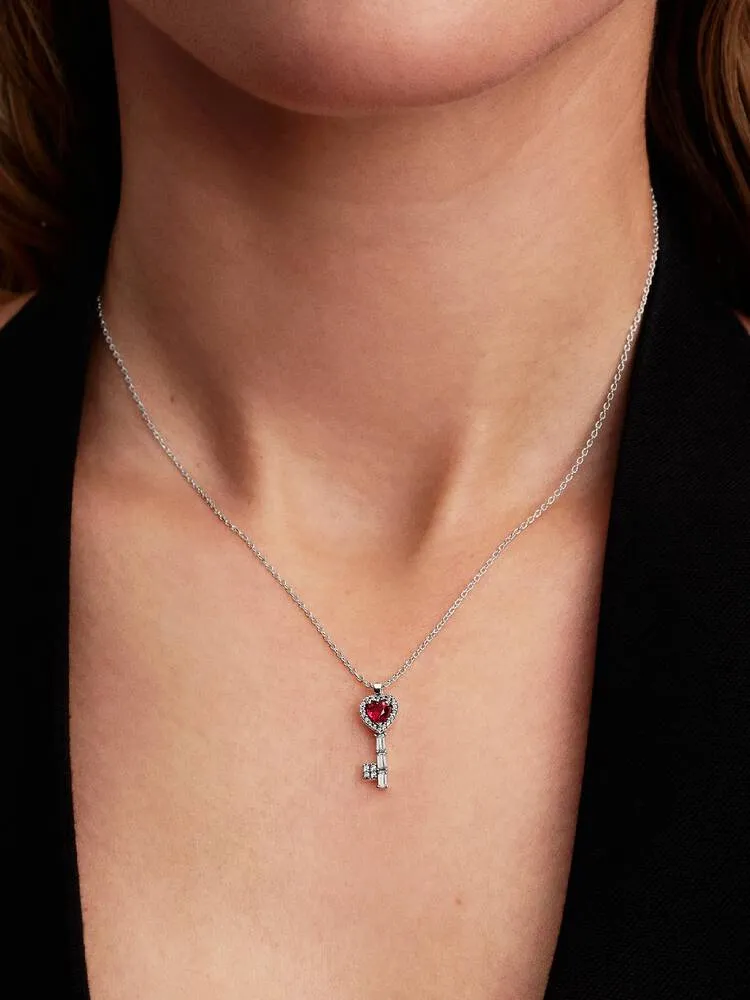 Collier Clé Cœur Surélevé Argent | Pandora