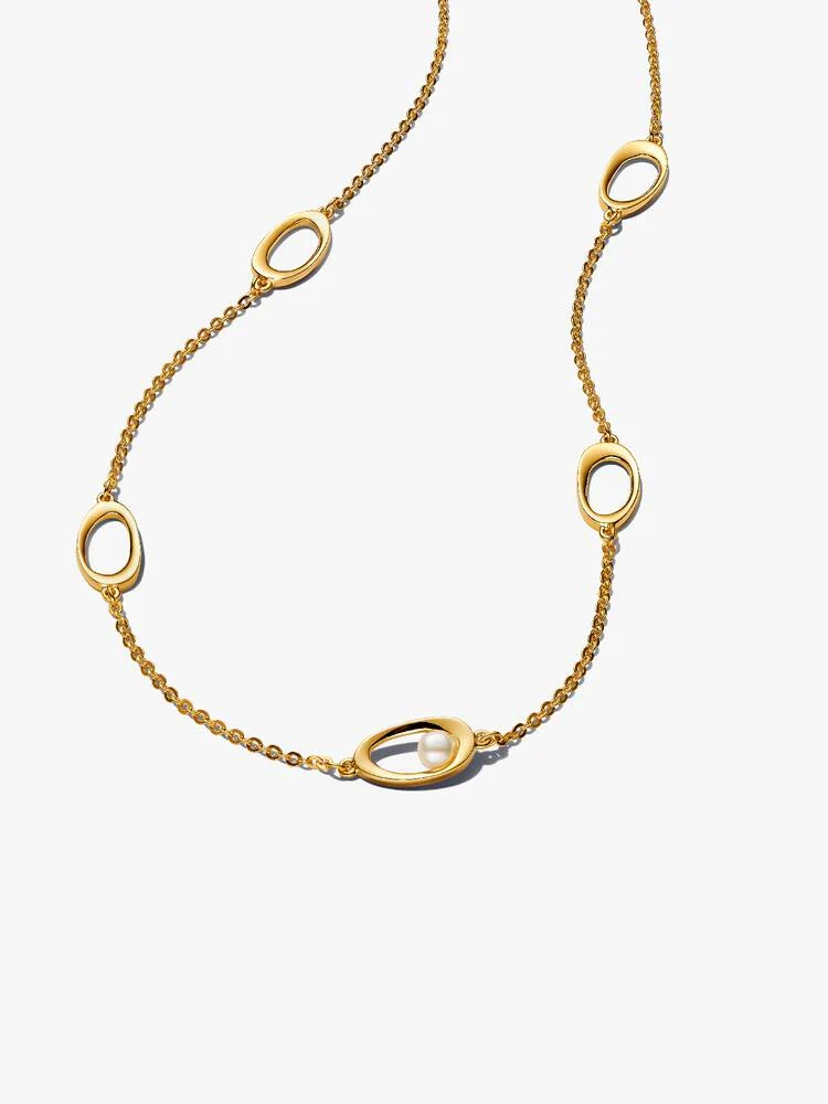 Collier Ovale de Forme Organique & Perle de Culture d'Eau Douce Traitée Doré | Pandora