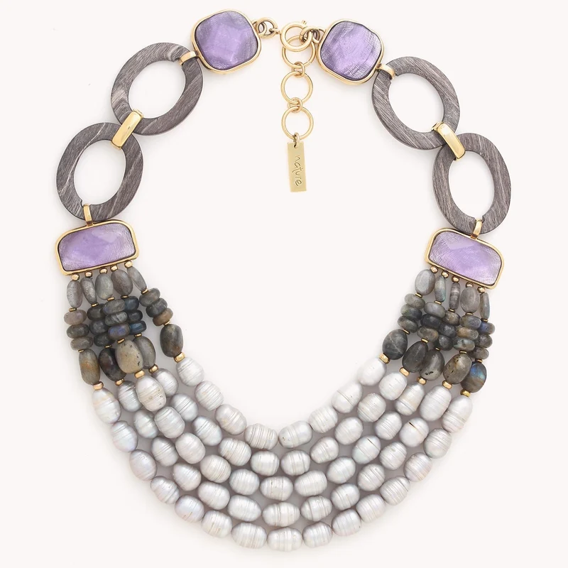 Collier Nature Bijoux Lavender Plastron 5 Rangs