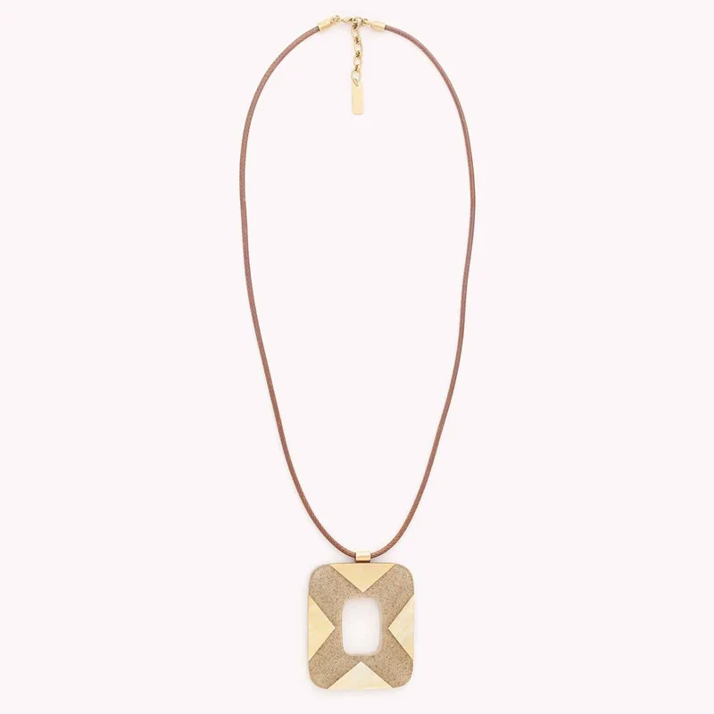 Collier Nature Bijoux Golden Hour Long Pendentif Rectangulaire