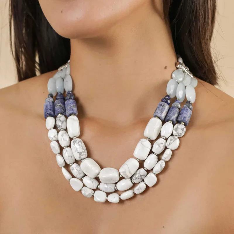 Collier Nature Bijoux Arctique Plastron 3 Rangs