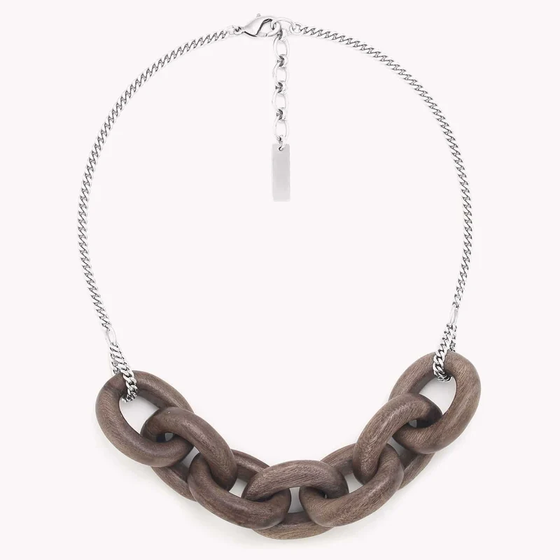 Collier Nature Bijoux Aretha Ébène Gris Petit Modèle