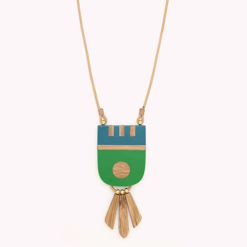 Collier Nature Bijoux Korubo Long Pendentif Bambou