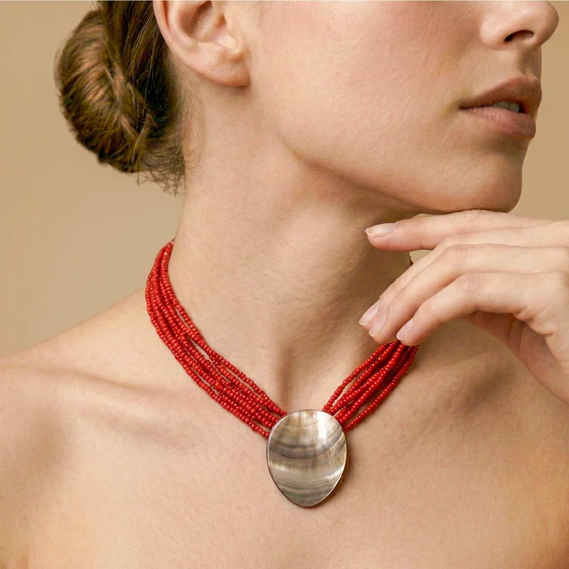 Collier Nature Bijoux Sumida Court Pendentif Nacre Noire