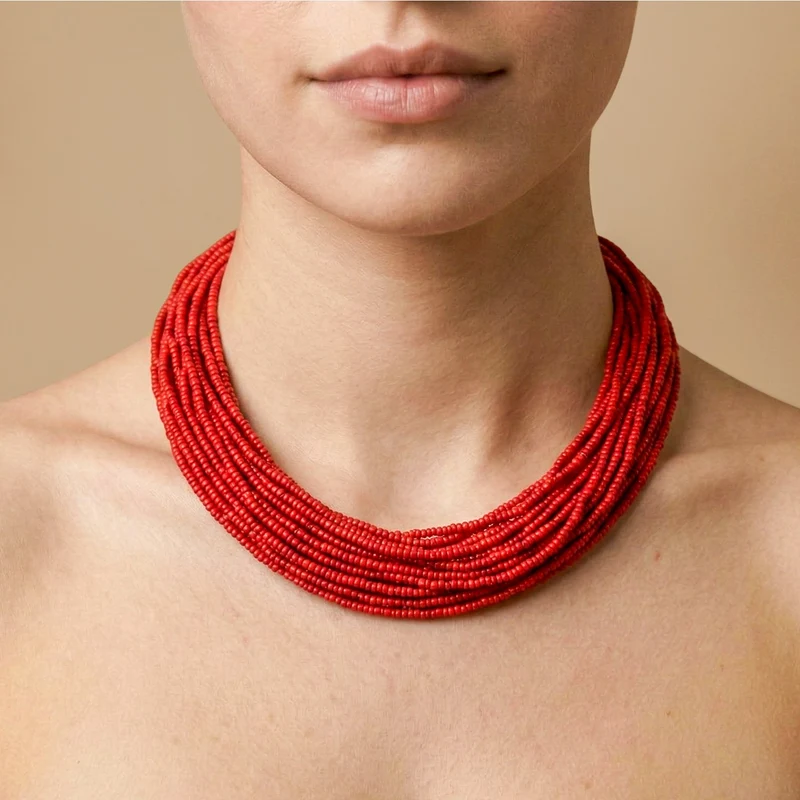 Collier Nature Bijoux Sumida Plastron Fermoir Bouton Nacre