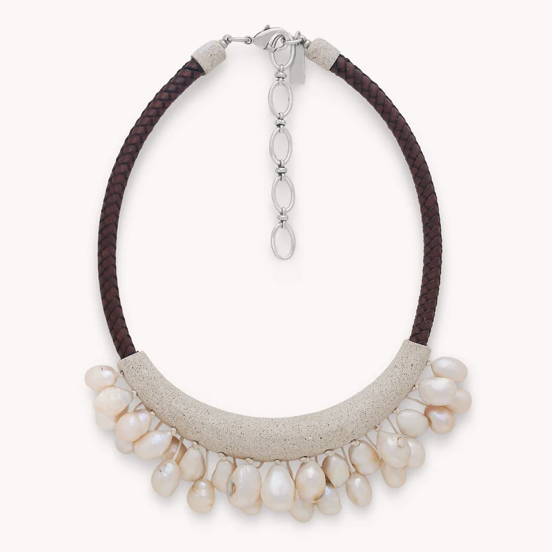 Collier Nature Bijoux Bora Bora Plastron Multi Perles Baroques