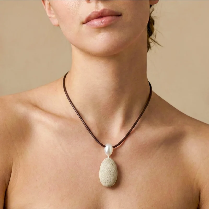 Collier Nature Bijoux Bora Bora Bora Bora collier court petit pendentif oval