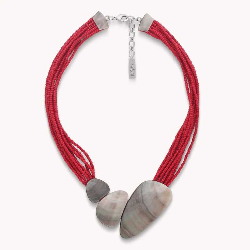 Collier Nature Bijoux Sumida Petit Plastron 3 Éléments Nacre Noire
