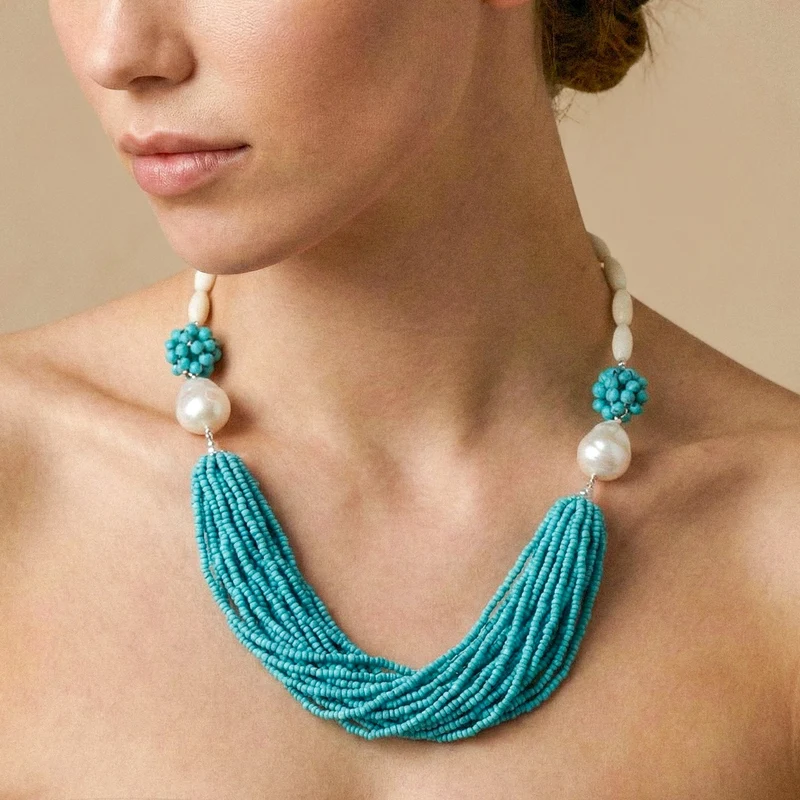 Collier Nature Bijoux Manitoba Plastron Multirangs Rocaille