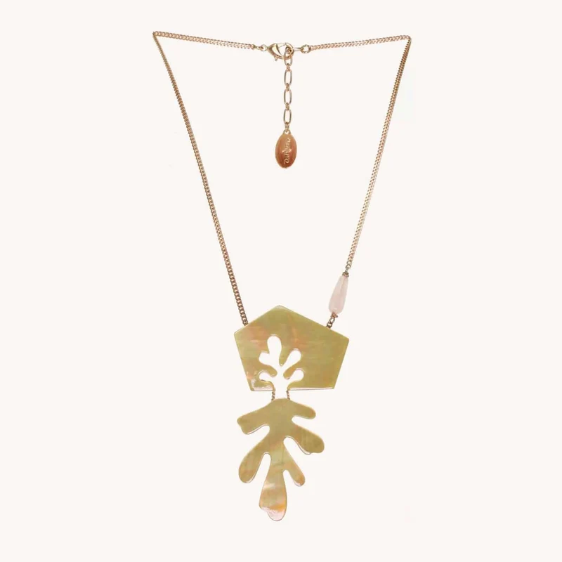Collier Nature Bijoux Hybride Grande Feuille & Goutte