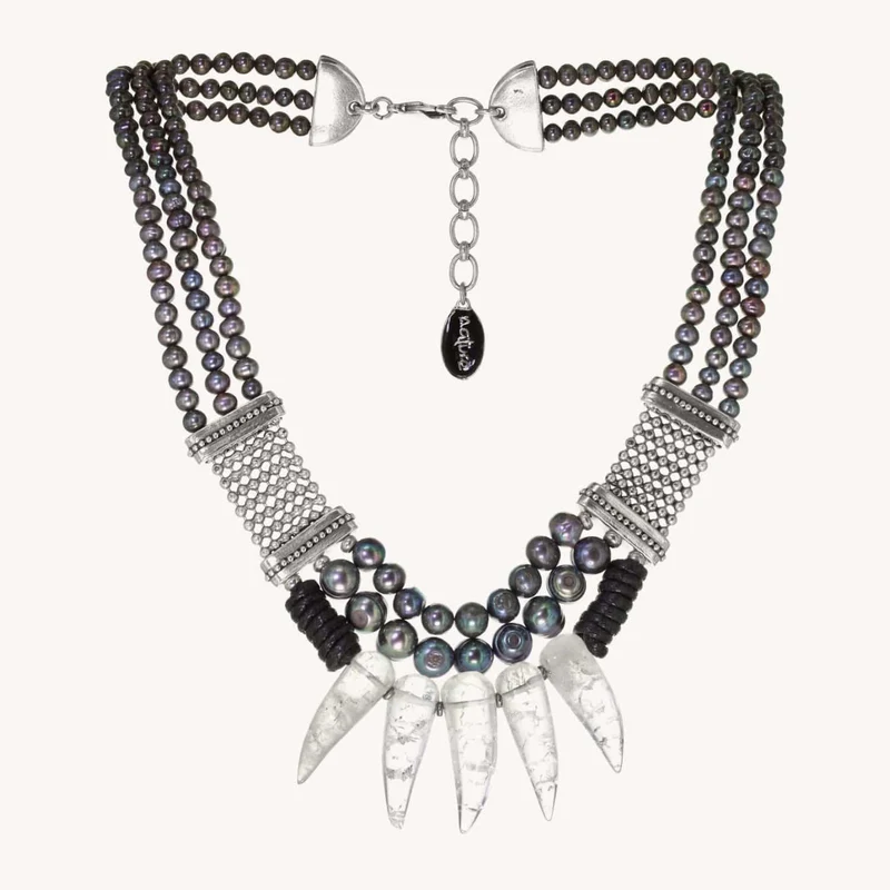 Collier Nature Bijoux Black Pearl Dents De Cristal