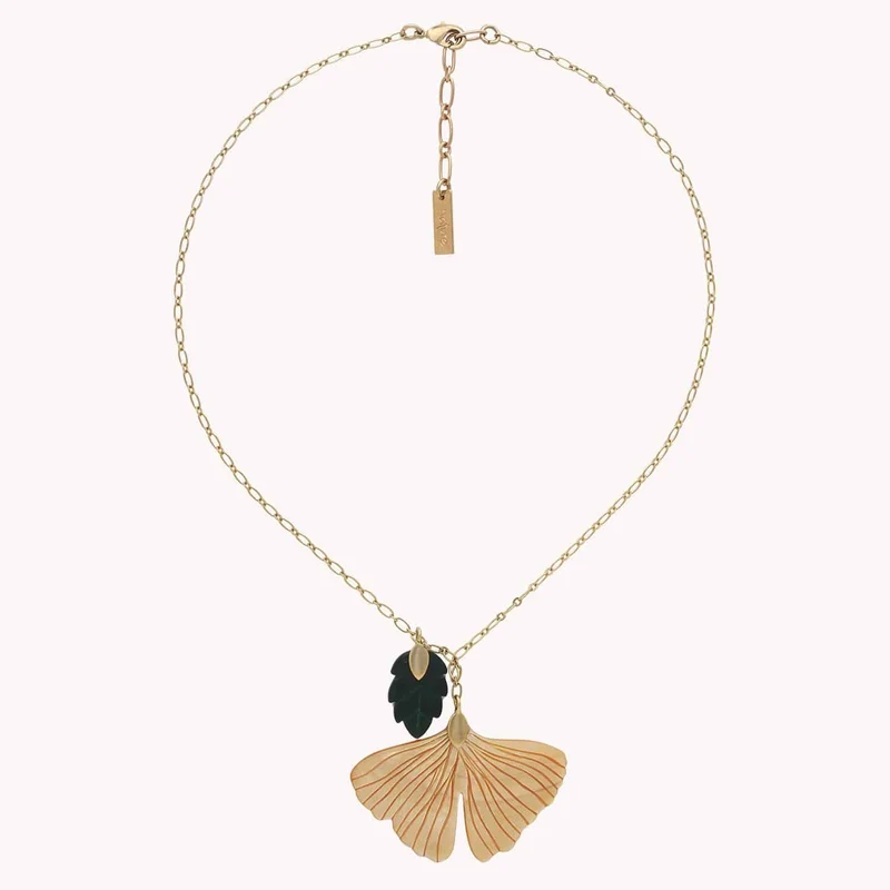 Collier Nature Bijoux Son Jardin Pendentif Feuille de Ginkgo