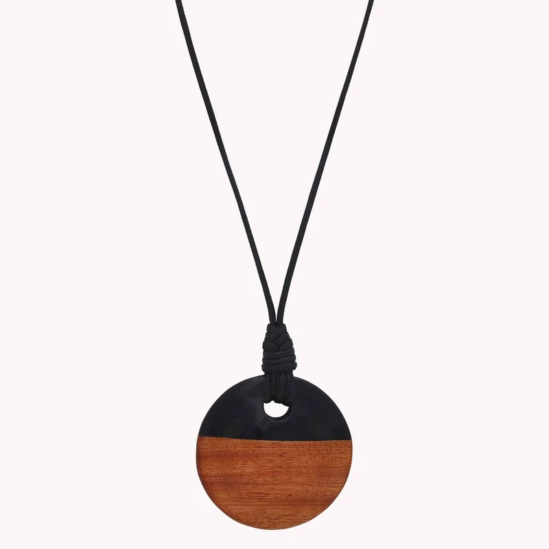 Collier Nature Bijoux Cannelle Long Pendentif Rond