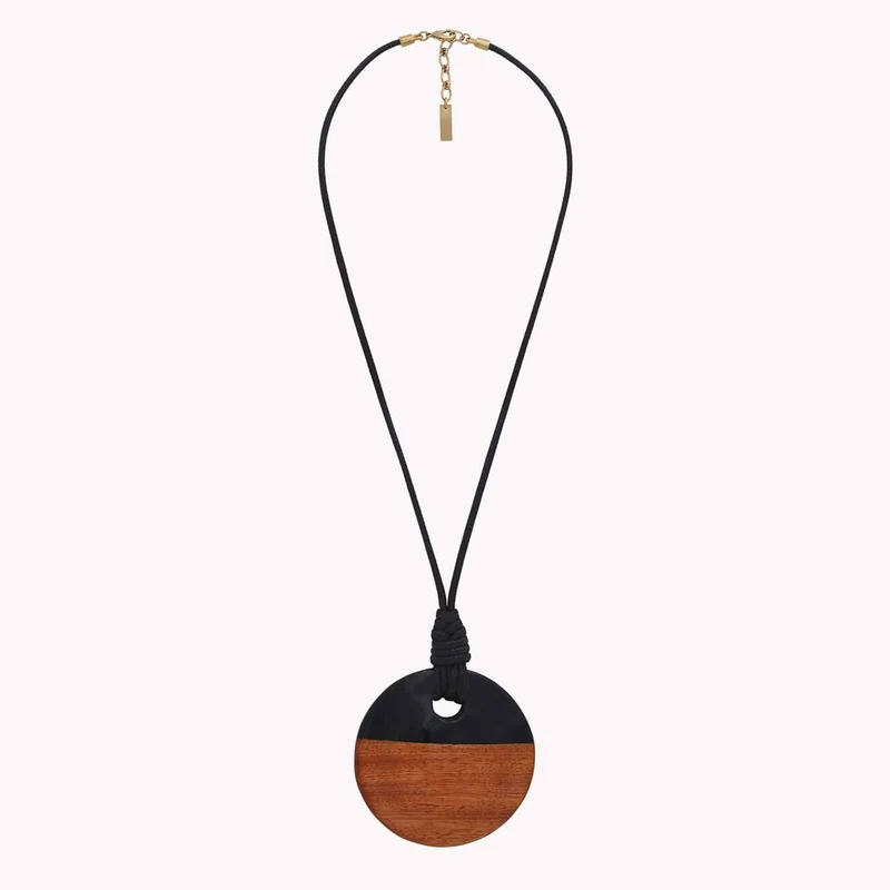 Collier Nature Bijoux Cannelle Long Pendentif Rond