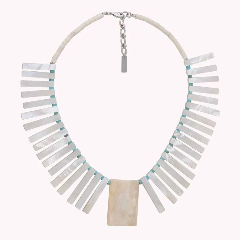 Collier Nature Bijoux Milos Plastron Batonnets Nacre blanche