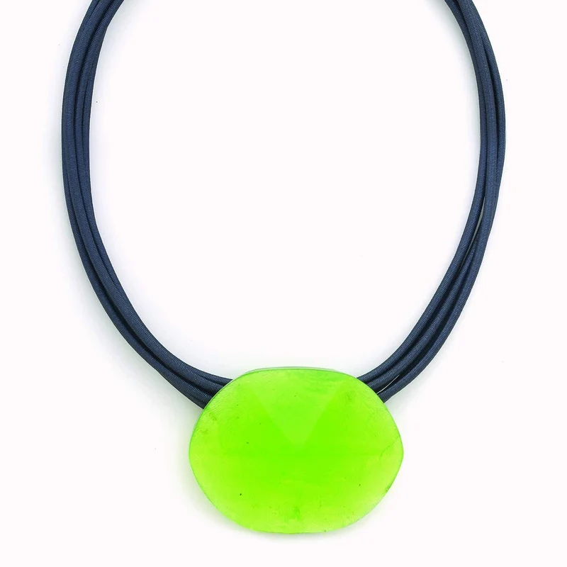 Collier Nature Bijoux Combava Pendentif Oval Vert Agrume
