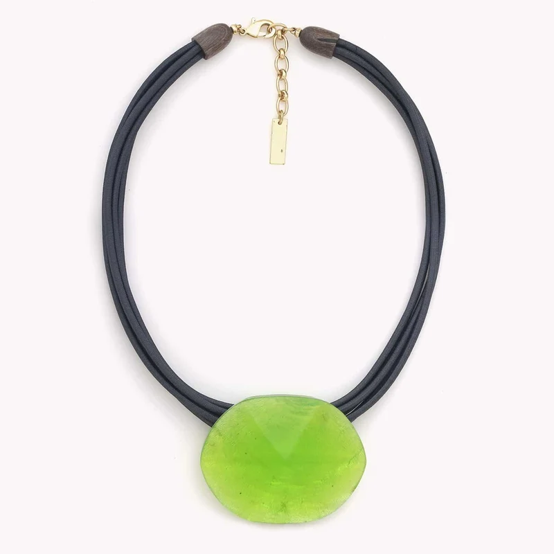 Collier Nature Bijoux Combava Pendentif Oval Vert Agrume