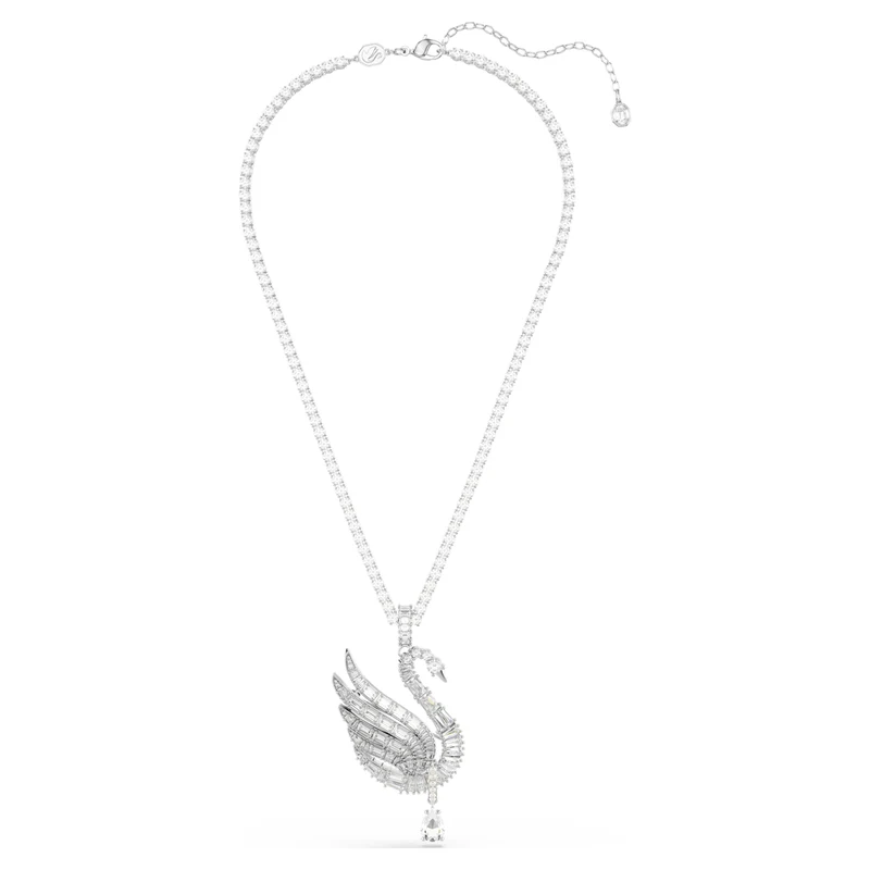 Pendentif et broche Swarovski - Vienna - Cygne - Tailles variées - Blanc & Argenté