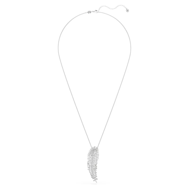 Pendentif et broche Swarovski - Vienna - Plume - Tailles variées - Blanc & Argenté