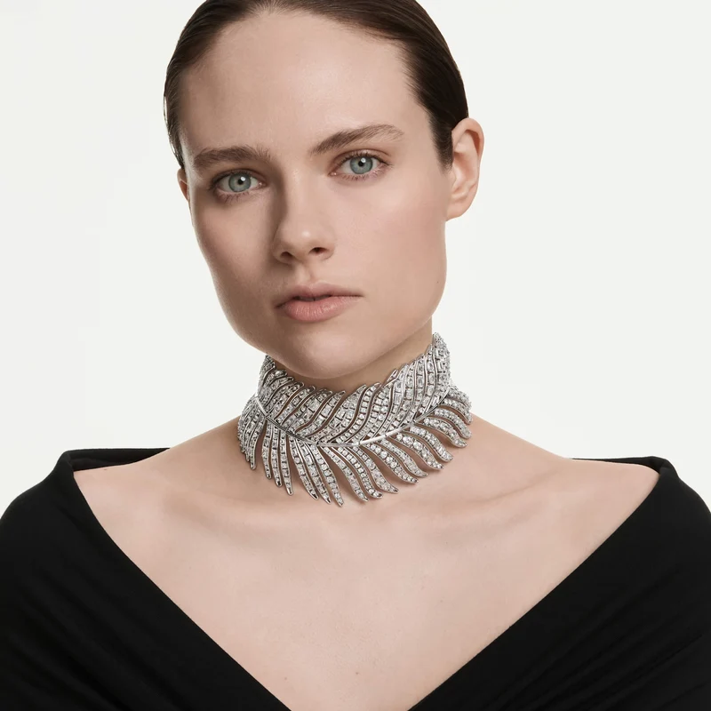 Collier Swarovski - Vienna - Plume - Ras-de-cou - Blanc & Argenté