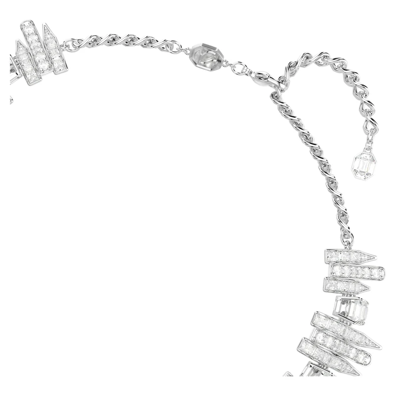 Collier Swarovski - Vienna - Frange de plumes - Ras-de-cou - Blanc & Argenté