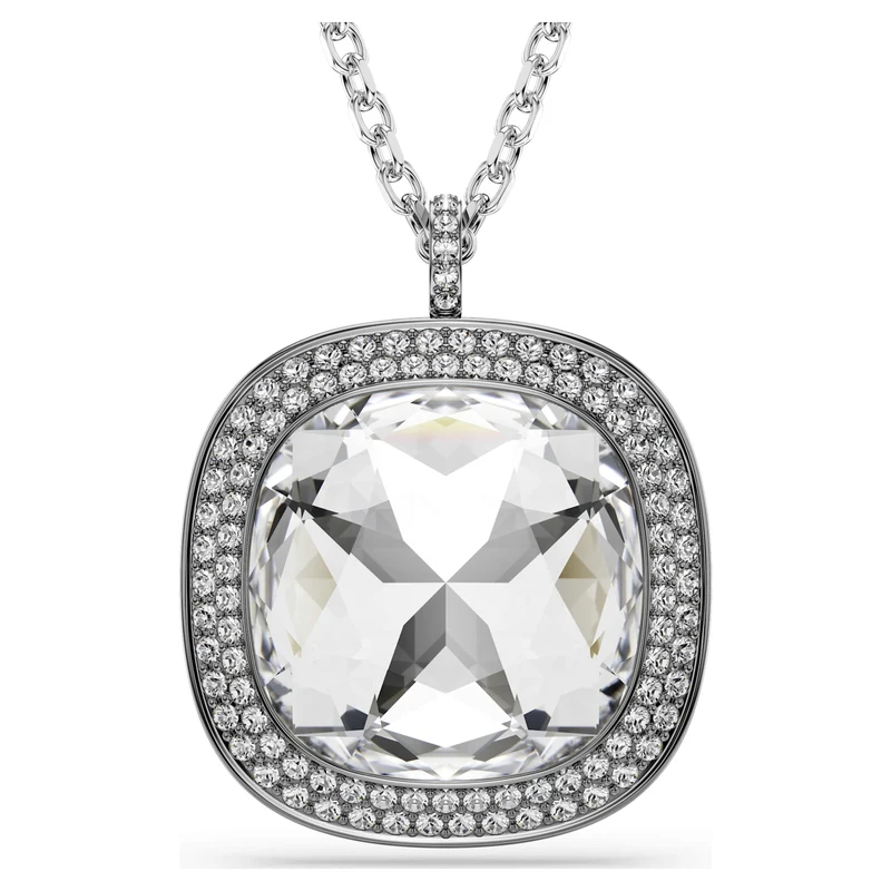 Pendentif et broche Swarovski - Una - Taille coussin - Blanc & Finition mixte