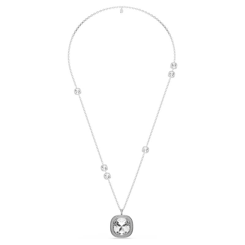 Pendentif et broche Swarovski - Una - Taille coussin - Blanc & Finition mixte