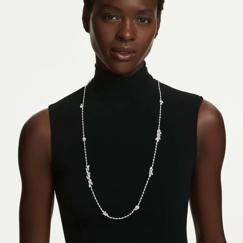 Collier Swarovski - Mesmera - Taille marquise - Sautoir 90 cm - Blanc & Argenté