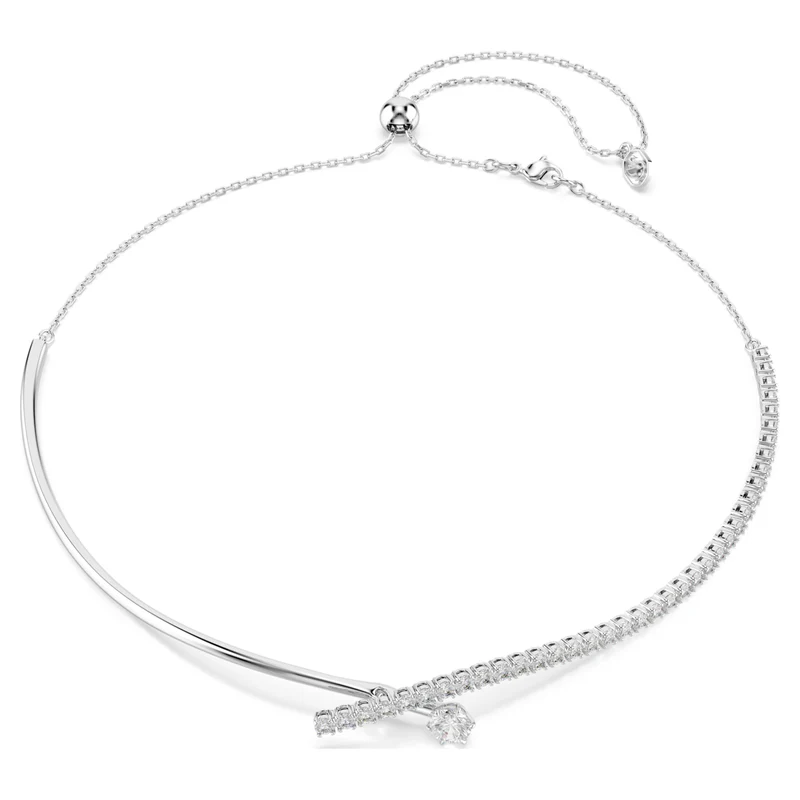 Collier Swarovski - Matrix - Taille ronde - Design croisé - Blanc & Argenté