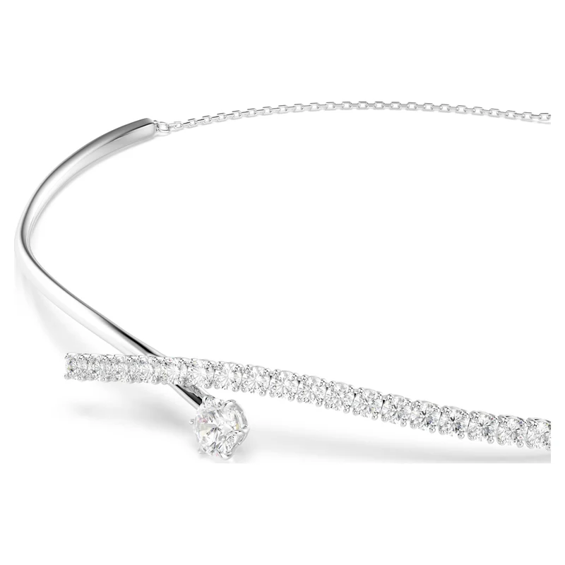 Collier Swarovski - Matrix - Taille ronde - Design croisé - Blanc & Argenté