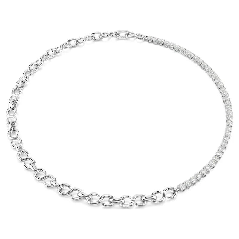 Collier Swarovski - Matrix - Forme de S - Blanc & Argenté