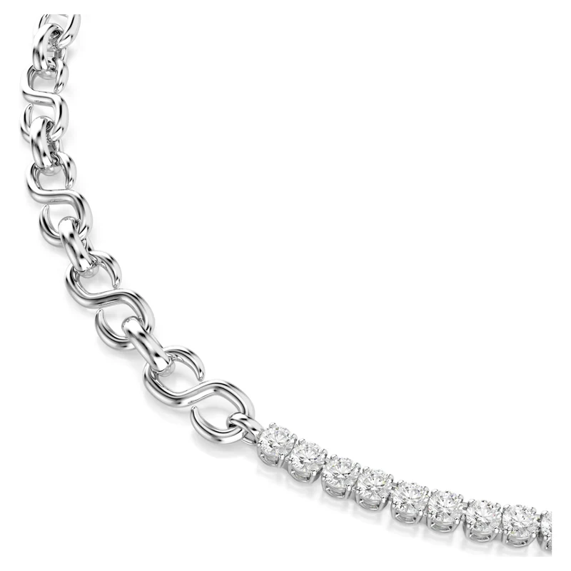 Collier Swarovski - Matrix - Forme de S - Blanc & Argenté