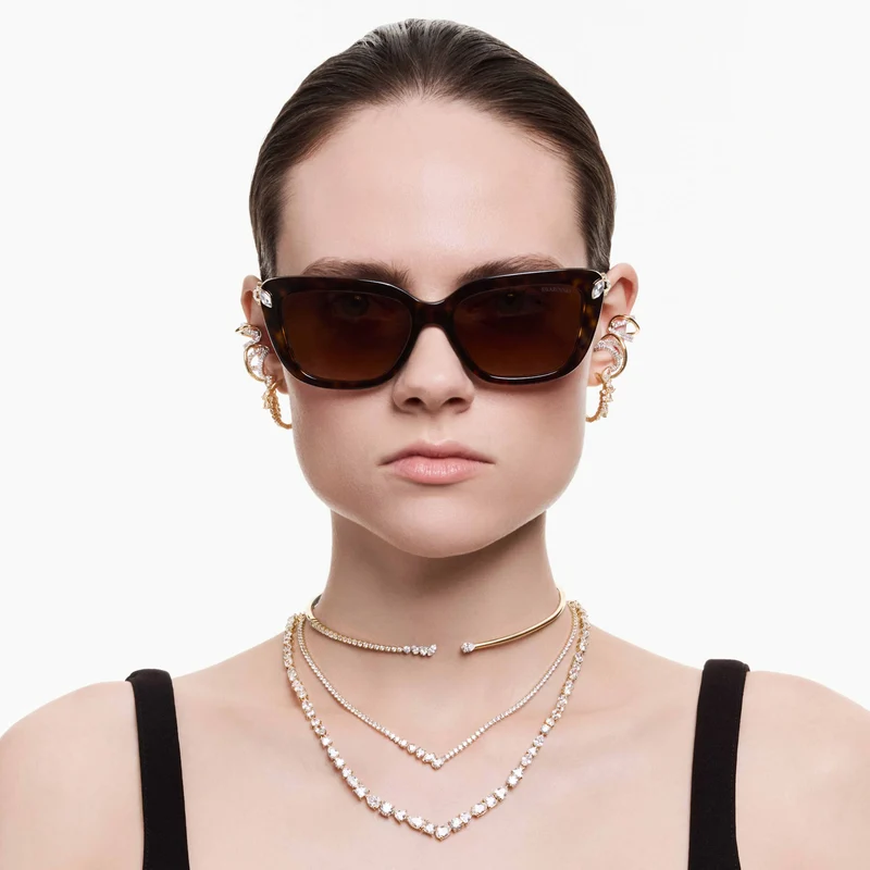 Collier Swarovski - Mesmera - Tailles variées - Forme en V - Blanc & Doré