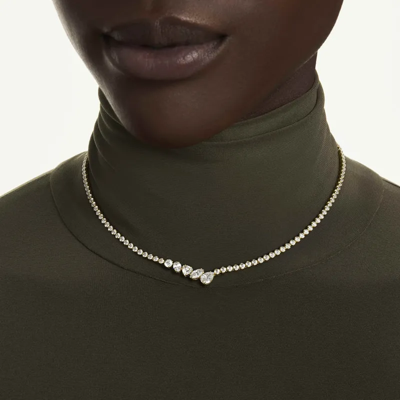 Collier Swarovski - Mesmera - Tailles variées - Forme en V - Blanc & Doré