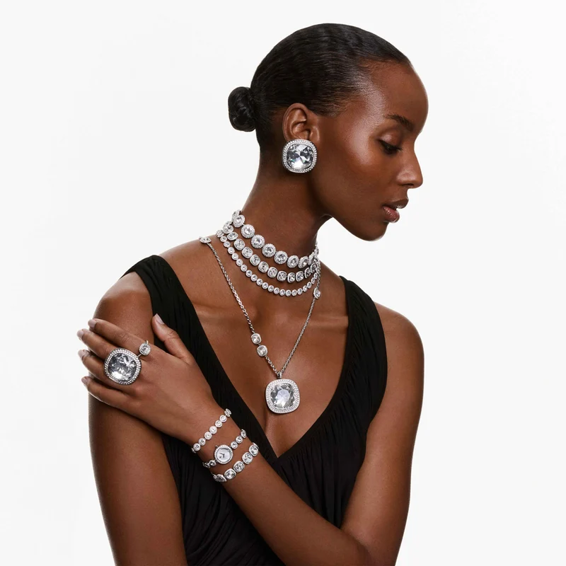 Collier Swarovski - Una Angelic - Taille coussin - Blanc & Argenté