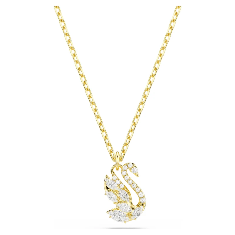 Pendentif Swarovski - Swan - Blanc & Doré