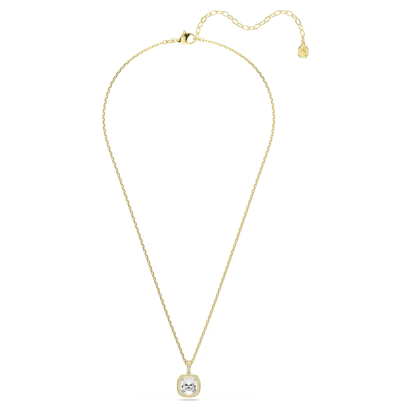 Pendentif Swarovski - Una - Taille coussin - Longueur ajustable - Blanc & Doré