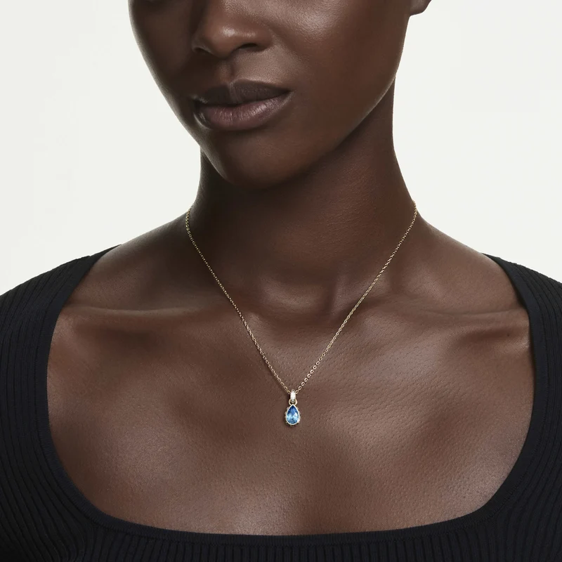 Pendentif Swarovski - Chroma - Taille poire - Longueur ajustable - Bleu & Doré