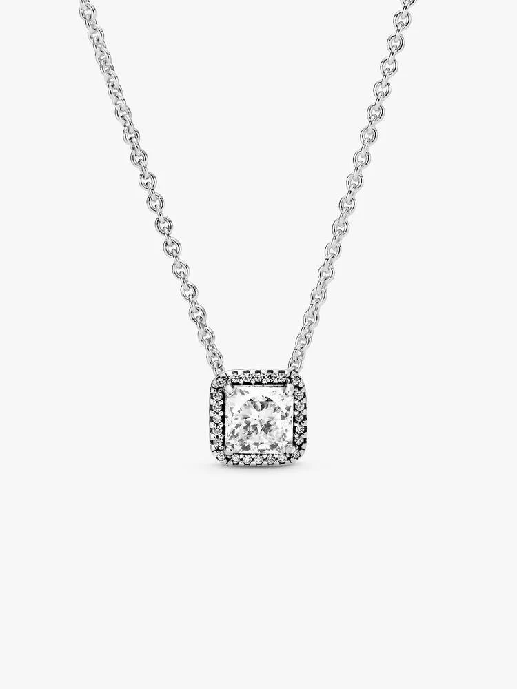 Collier Halo Carré Argent | Pandora